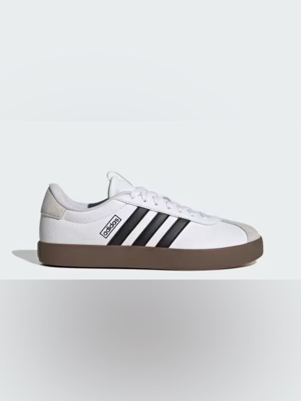 adidas women’s White Sneakers with Black Stripes and Brown Gum Sole